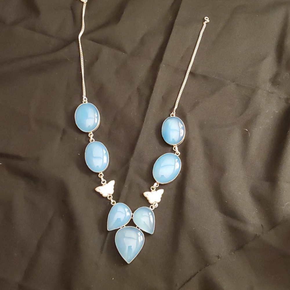 Blue quartz necklace